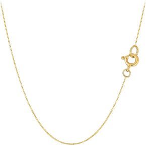 Jewelry Affairs 10k Real Solid Gold Mirror Box Style Chain Necklace, 0.45mm