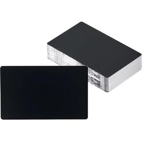 OMTech Metal Business Cards, 100 pc. 3.4x2.1 in. Metal Engraving Blank Set, Aluminum Black DIY Cards for Laser Engraver Machine, 0.008in Thick Multipurpose Metal Blanks for Home Office Customization
