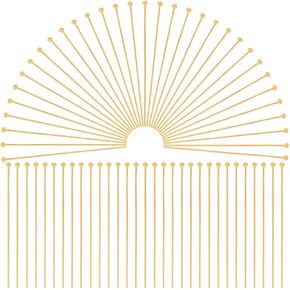 1 Box 600Pcs 38mm Ball Head Pins Gold Ball Headpins Long Bead Head Pin Brass Needles Craft Headpin Findings for Jewelry Making Accessories DIY Dangle Earrings Bracelet Women Adult Supplies