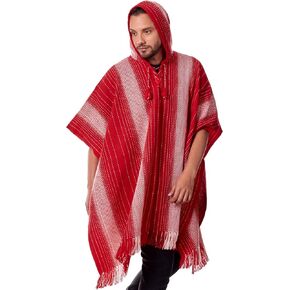 Alpaca Hooded Poncho for Men- Wool Cape with Hood - Winter Long Poncho - Comfortable House Coat-Solid Color