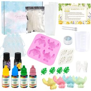 GZDUCK Soap Making Kit for Adults and Kids- Soap Making Supplies Craft Kits for Adults with Melt and Pour Soap Base, Silicone Molds, Fragrances, Essential Oil DIY Cartoon Soap Making Kits for Kids