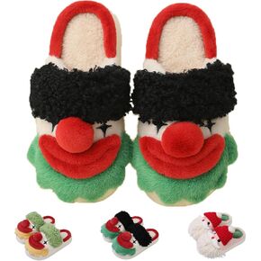 COLSA Slippers for Women Furry Cartoon Christmas Slippers Halloween Warm Soft Indoor Slippers Cute House Slippers Shoes