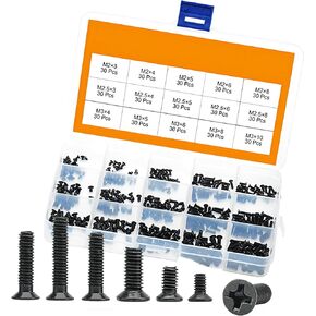 450 PCS Car Screws Assortment Kit, Waterproof Durable Metal Vehicle Flat Bottom Screw Fastener, Universal 15 Sizes Multifunction Automotive Fixed Accessories for Truck SUV Car (Black)