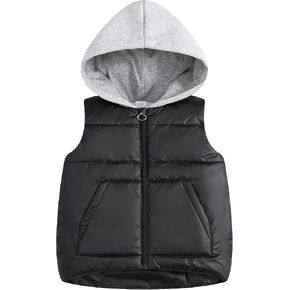 Happy Cherry Kids Puffer Hooded Vest Down Sleeveless Jacket Windproof Coat for Boys Girls 7-13 Years