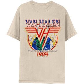 Van Halen 1984 World Tour Adult Short Sleeve T Shirt American Rock 80s Music Vintage Style Graphic Tees