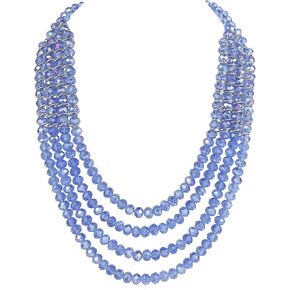 Coiris Beads Layered Necklace for Women Beads Multilayered Strand Necklace Sparkling Beads with Multiple Facets Wrapped in Metal Chain Necklace for Women