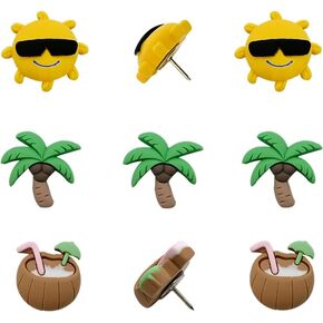 30 pcs Cute Push Pin Coconut Palm Sun Decoration Thumbtacks for Fixing Photos, Bulletin Board Cork Boards Memo Map Note Office Organization or Home(Sun)