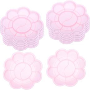 PATIKIL 12Pcs Paint Tray Palette, 3.1"/8cm Painting Palette Plastic Palette Flower Shape for Watercolor Gouache Painting Art Craft DIY Project, White