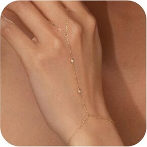 Gold Bracelets Set for Women 14K Real Gold Plated Dainty Gold Link Chain Bracelets for Women Trendy Gold Stackable Cuff Bracelets for Jewelry Gifts Women Adjustable 7"+2"