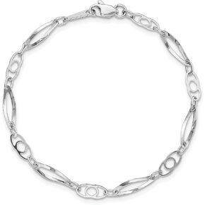 IceCarats 14K Solid White Gold 7 inch Link Chain Bracelet