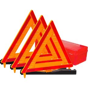 FATFOX Safety Triangles DOT Approved, Foldable Warning Reflective Triangles with Carrying Case, Heavy Base Emergency Roadside Triangles, 3 Pack
