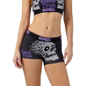 PSD Women's Liquid Death Boy Shorts - Full Coverage Women's Underwear - Comfortable Stretch Panties for Women