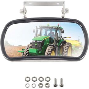 Stainless Steel Tractor Mirror, Compatible with John Deere, Massery Ferguson, New Holland, Kubota Fit for Tractors, Forklifts, Trucks, Boats