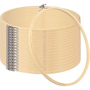 GNIEMCKIN 17 PCS Bamboo Embroidery Hoops Set, 12 Inch Adjustable Cross Stitch Rings in Bulk for Needlework, Sewing and Crafts, with Easy Loosen Tighten Mechanism, Ideal for Gifting and Decorating.