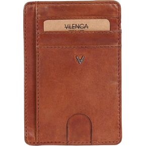 Genuine Leather RFID-Blocking Card Holder: Sleek Design for Style, Functionality & Ultimate Security (Red)