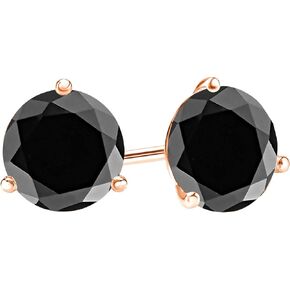 1/2-10 Carat Total Weight Black Diamond Stud Earrings 3 Prong Push Back