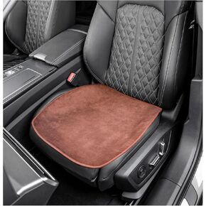 Car Seat Cushion, Comfortable Flannel Fabric Auto Front Seat Cover, Soft Vehicle Seat Protector Pad to Relief Hip Pain, Universal Car Accessories for Office Home Chair (White)