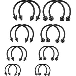 16pcs Septum Nose Rings 16 Gauge Nose Ring Multiple Different Sizes Horseshoe Nose Ring,Stainless Steel Septum Ring for Men and Women 6-12mm