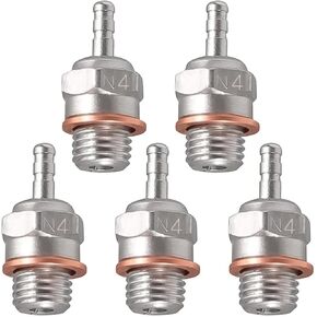 5Packs RC Glow Plug #4 N4 Medium Hot Spark Nitro Engine Parts 70117 Compatible with Traxxas Kyosho Redcat HPI HSP 1/8 1/10 RC Car Truck Buggy