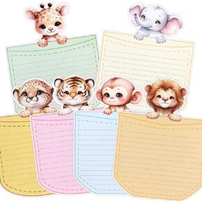 24Pcs Letter Writing Stationery Paper Set Jungle Animal Design Greeting Cards with Envelopes for Kids Classroom Birthday Party