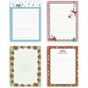 easykart labels Christmas Notepad Winter Theme Holiday Notepads, 200 Sheets, 4 Designs, 4 x 5.5 Inches