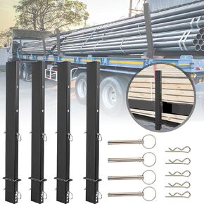 Adjustable Pipe Stakes, 30" Heavy-Duty C Channel Pipe Stake for Flatbed Trailer Hualer -4Pack
