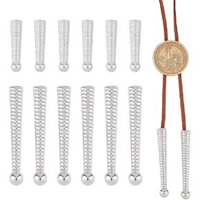 SUPERFINDINGS 12Pcs 2 Styles Bolo Tie Tips End Caps Alloy Bolo Tie Tips Replacement 25.5-50mm Long Cord Ends Bolo Tie Buckle Accessories for Bolo Tie Making DIY Crafts Clothes
