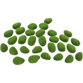 30 Pcs Artificial Moss Rocks 3 Size Green Moss Covered Stones Fake Moss Decor Decorative Moss Balls for Fairy Gardens Floral Arrangements Craft