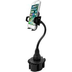 Macally Car Cup Holder Phone Mount [Upgraded], Adjustable Gooseneck Cell Phone Holder Car Mount - Easy Cup Phone Holder Clamp in Vehicle - Cupholder Compatible with All iPhone Android Smartphone