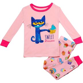 Baby Starters 2-Piece Snug Fit Girls Cotton Pajamas (Pete the Cat, Sweet Dreams, Pink Cupcakes, 6/6X)