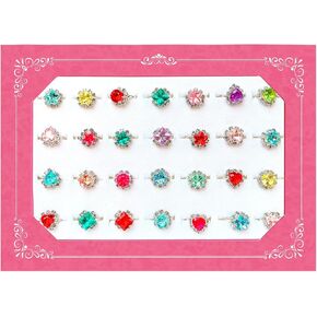 حلقات جوهرة للفتيات الصغيرات حلقات حجر الراين في صندوق هدايا، حلقات ألعاب للأميرة للفتيات تتظاهر باللعب واللباس، حلقات ألعاب لهدايا عيد ميلاد الفتيات للأطفال الصغار، 28 قطعة in Kuwait