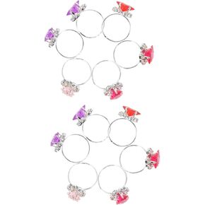 Toddler Playset Women Ring 12pcs Girls Rings Crystal Princess Jewelry Rings Set Dress up Rings Finger Rings with Heart Shape Box for Girl Kid Toddler Playset Women's