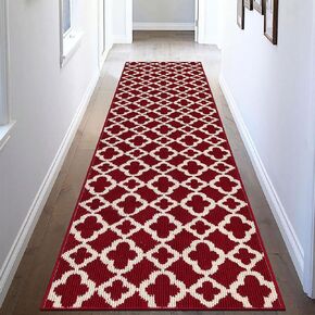 U'Artlines Runner Rug for Hallway 2×6feet Non Slip Kitchen Floor Carpet Runners Black Moroccan Trellis Machine Washable Area Rug for Entryway Bathroom