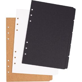 Framendino, 3 Sets A5 Index Paper Binder Dividers 5 Sheets per Set for 6 Holes Filofax Ring