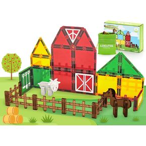 Magnetic Tiles Farm Animal Construction Set, Magnetic Building Blocks STEM Educational Toys for Kids Ages 3-8, 3D Magnet Tiles Toddler Toys Birthday Gifts for Boys Girls