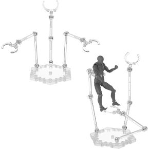 FINGERINSPIRE 2 Set Action Figure Stand Clear Gundam Stand 3 Person Fight Assembled Action Figure Stand Hexagonal Base Doll Model Display Stand with 3 Supports Compatible with HG/RG Gundam 1/144