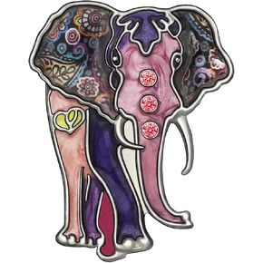 WEVENI Enamel Alloy Rhinestone Elephant Brooch Purple Pins for Women Lady Girl Scarf Dress Suit Accessories Fashion Jewelry Charm (Violet)
