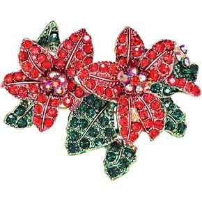Christmas Brooch Pins Set X-Mas Crystal Tree Boot Brooches Holiday Gift Party Ornaments (D Flower)