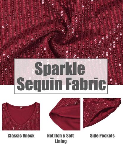 CARCOS Plus Size Sequin Dresses for Women V Neck Long Sleeve Party Dress Sparkle Club Dresses Evening Wedding Dresses XL-5XL in Saudi Arabia