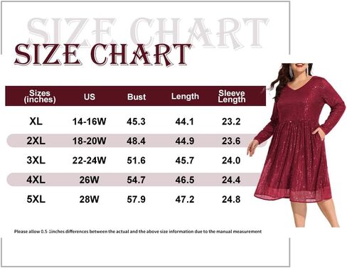 CARCOS Plus Size Sequin Dresses for Women V Neck Long Sleeve Party Dress Sparkle Club Dresses Evening Wedding Dresses XL-5XL in Saudi Arabia