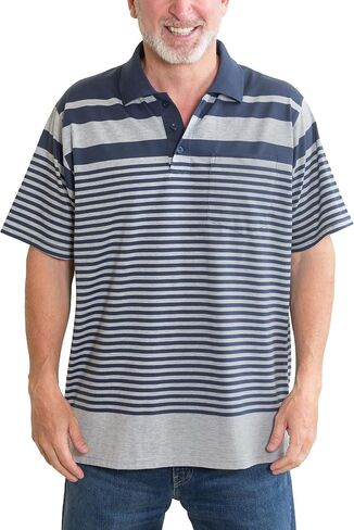 TRUE BUG CO. Men’s Striped Polo Shirt with Pocket Casual Short Sleeve Polo Shirt in Saudi Arabia