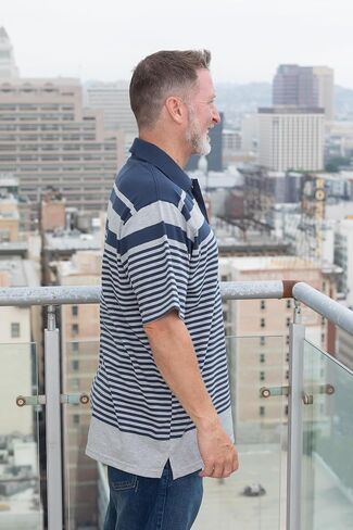TRUE BUG CO. Men’s Striped Polo Shirt with Pocket Casual Short Sleeve Polo Shirt in Saudi Arabia