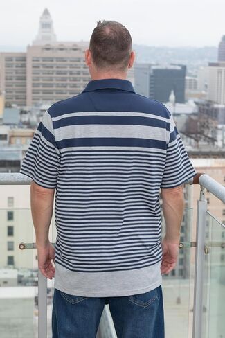 TRUE BUG CO. Men’s Striped Polo Shirt with Pocket Casual Short Sleeve Polo Shirt in Saudi Arabia