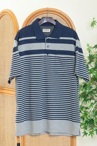 TRUE BUG CO. Men’s Striped Polo Shirt with Pocket Casual Short Sleeve Polo Shirt in Saudi Arabia
