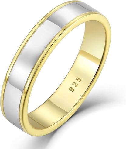 STARCHENIE Solid 925 Sterling Silver Ring for Men & Women 5mm High Polish Gold Wedding Band in Kuwait