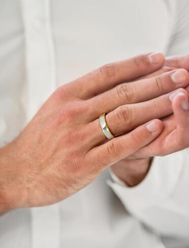 STARCHENIE Solid 925 Sterling Silver Ring for Men & Women 5mm High Polish Gold Wedding Band in Kuwait