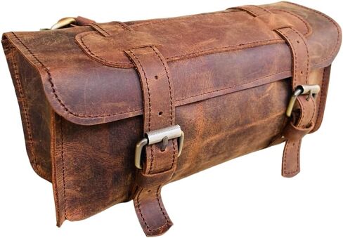 american blue Buffalo Leather Handlebar Saddle Motorcycle Bag Bicycle Tool Bag Leather Travel Accessories Bag Fork Bicycle Accessories Bicycle Carrier (design no 1) in Saudi Arabia