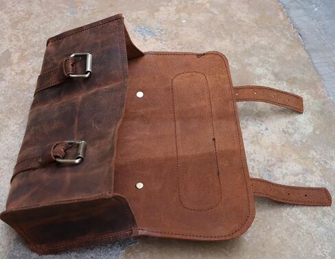american blue Buffalo Leather Handlebar Saddle Motorcycle Bag Bicycle Tool Bag Leather Travel Accessories Bag Fork Bicycle Accessories Bicycle Carrier (design no 1) in Saudi Arabia