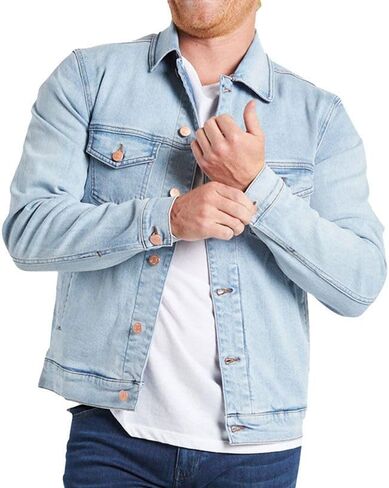 Mugsy Men's Denim Jacket - Classic Fit Stretch Denim Jacket for Men - Comfortable & Flexible Outerwear for Men - True to Size in Saudi Arabia