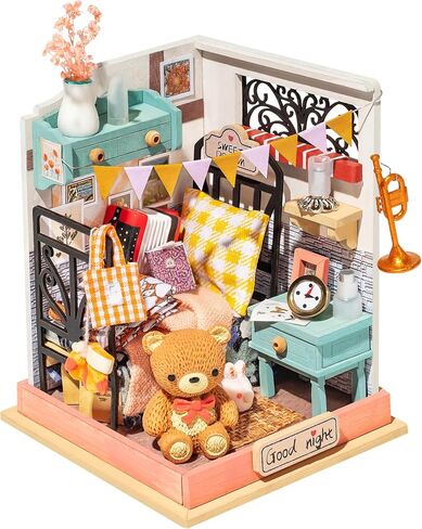 Rolife DIY Miniature Kit Mini Building Dollhouse Bedroom, Miniverse Lifestyle Mini Bookshelf Decoration, DIY Hobbies for Craftsman (Sweet Dream) in Saudi Arabia